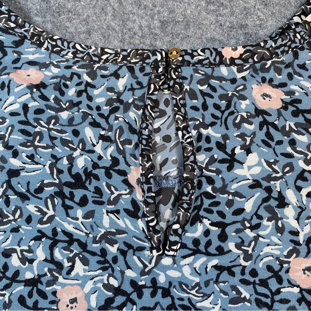 LOFT Blouse Floral Bell Sleeve Ruffle Multicolor Round Neck Casual Top Womens XL - Picture 10 of 11